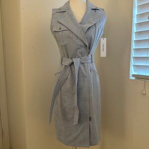 Calvin Klein Light Blue Belted Midi Dress